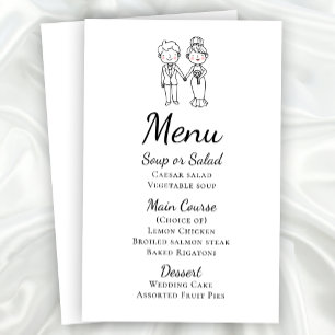 Cute Black White Tecknad Bride and Groom Bröllop