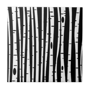 Cute black white träd mönster kakelplatta