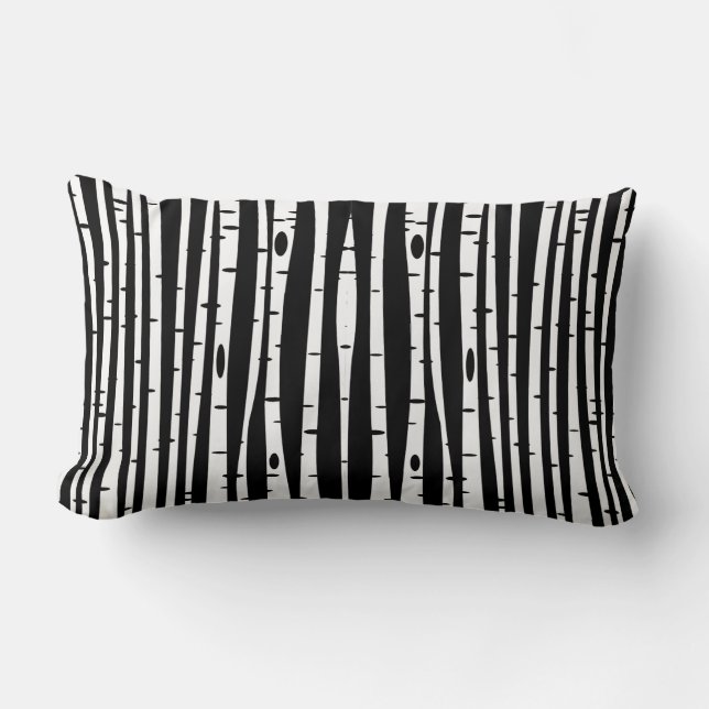 Cute black white träd mönster lumbarkudde (Framsida)