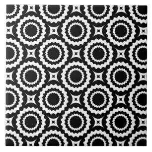 Cute black white zigzag circles mönster kakelplatta