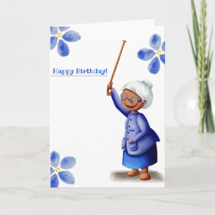 Cute Black Woman Grandma Grattis på födelsedagen Kort