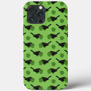 Cute Blackbird med Shamrock Klöver Tecknad