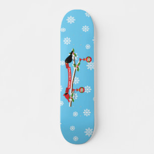 Cute Blackbird och kardinal på Gren - GOD JUL Mini Skateboard Bräda 18,5 Cm