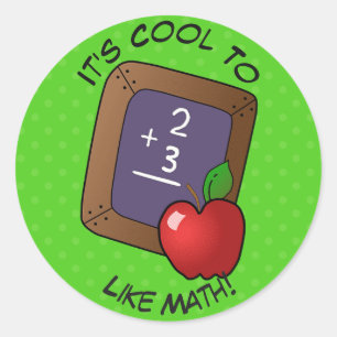 Cute Blackboard och Apple Math School Runt Klistermärke