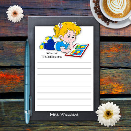Cute Blackboard Teacher Girl Post-it Block