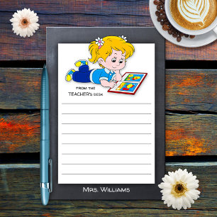 Cute Blackboard Teacher Girl Post-it Block
