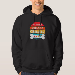 Cute Blad and Obsed Bulldog-Hund Hoodie