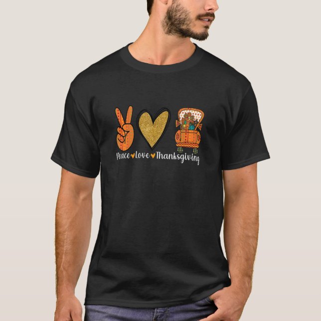 Cute Blad Thanksgiving Costume Peace Kärlek Tack T Shirt (Framsida)
