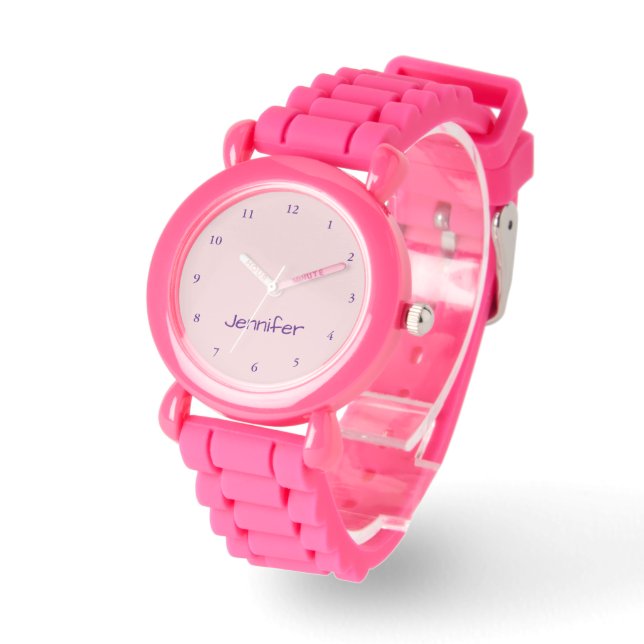 Cute Blek Rosa and Royal Lila Girl Girl Girl Girl' Armbandsur (Vinkel)