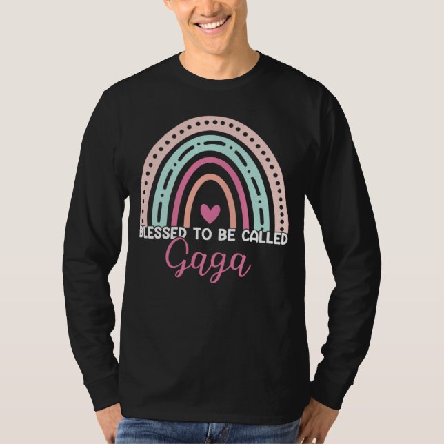 Cute Blessed To Be Called Gaga Rainbow Mom Grandma T Shirt (Framsida)