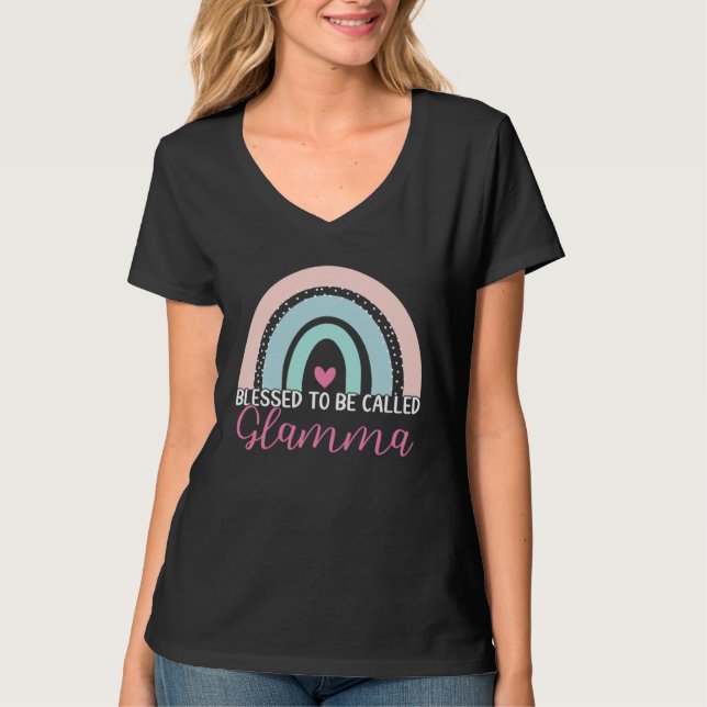 Cute Blessed To Be Called Glamma Boho Rainbow Mom  T Shirt (Framsida)