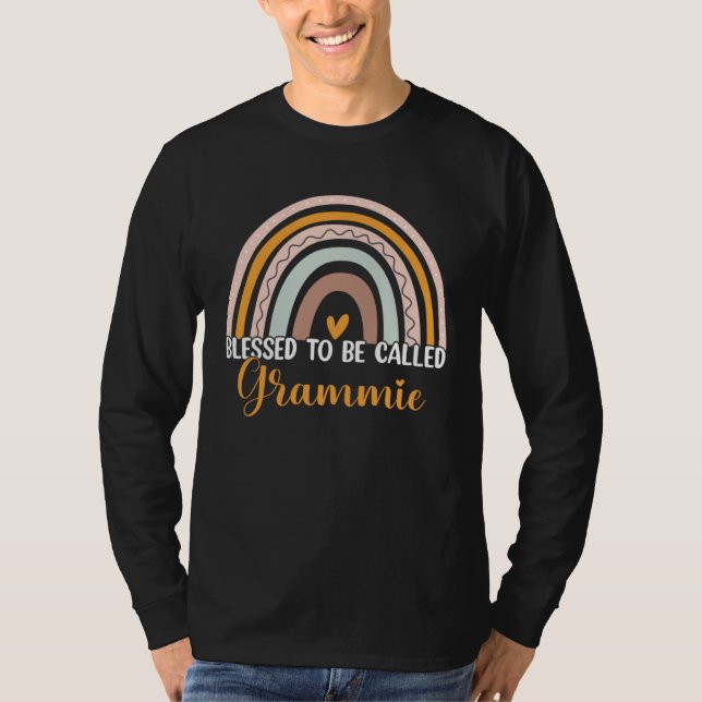 Cute Blessed To Be Called Grammie Boho Rainbow Mot T Shirt (Framsida)