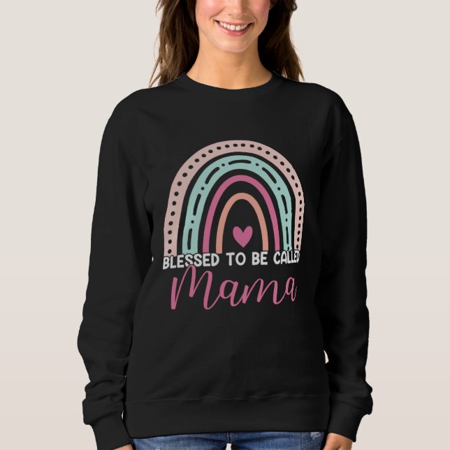 Cute Blessed To Be Called Mama Rainbow Mom Grandma T Shirt (Framsida)