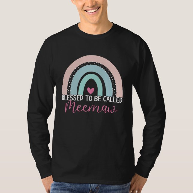 Cute Blessed To Be Called Meemaw Boho Rainbow Mom  T Shirt (Framsida)