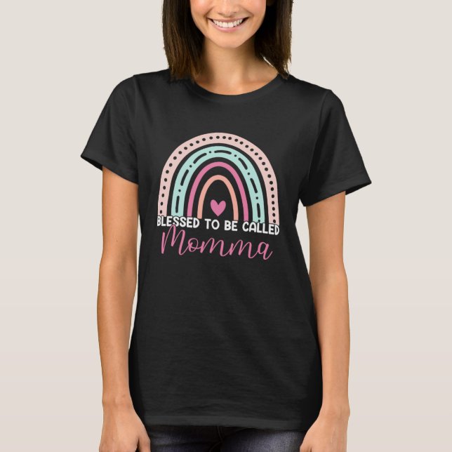 Cute Blessed To Be Called Momma Rainbow Mom Grandm T Shirt (Framsida)