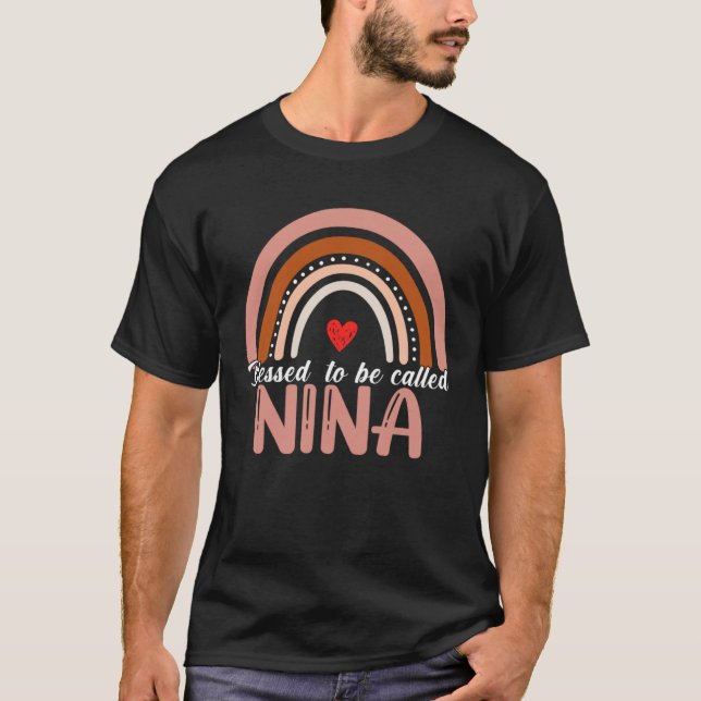 Cute Blessed To Be Called Nina Rainbow Women Mothe T Shirt (Framsida)