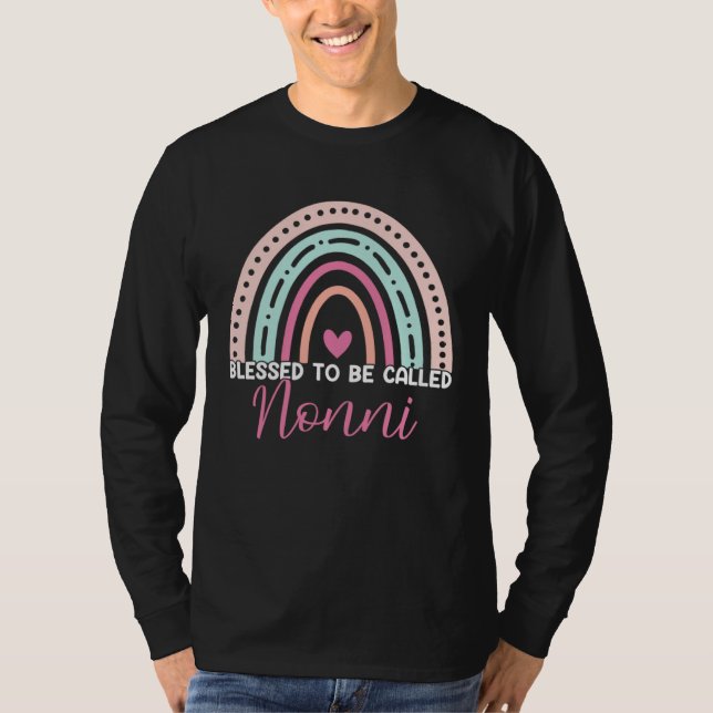 Cute Blessed To Be Called Nonni Rainbow Mom Grandm T Shirt (Framsida)
