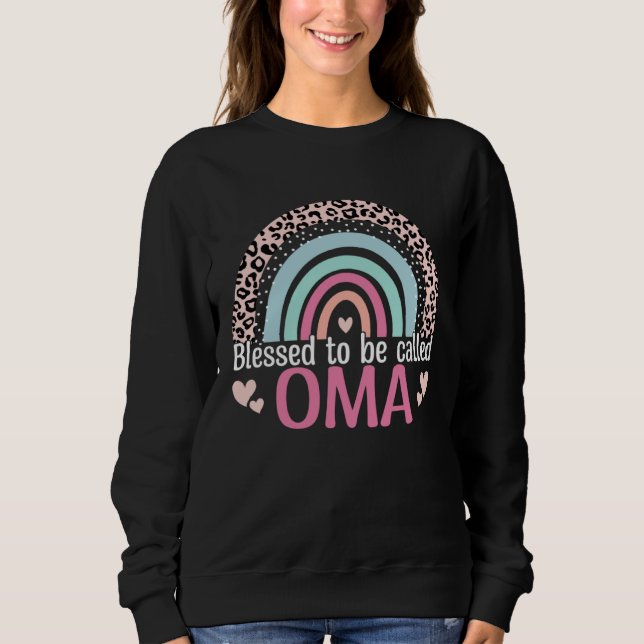 Cute Blessed To Be Called Oma Boho Rainbow Leopard T Shirt (Framsida)