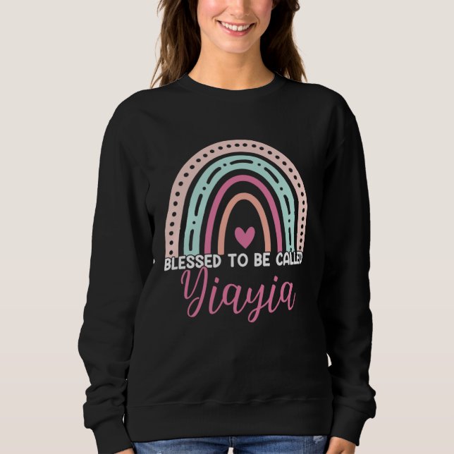 Cute Blessed To Be Called Yiayia Rainbow Mom Grand T Shirt (Framsida)