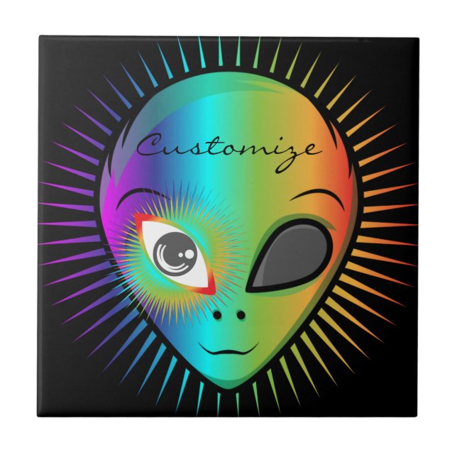 Cute Blinkande Alien Head Thunder_Cove Kakelplatta (Framsidan)