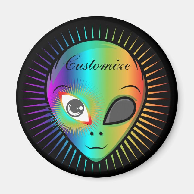Cute Blinkande Alien Head Thunder_Cove Magnet (Framsidan)