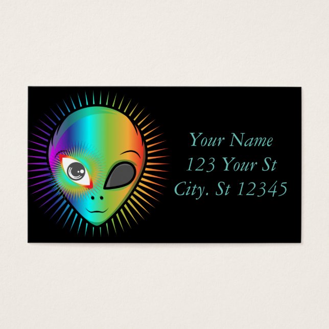 Cute Blinkande Alien Head Thunder_Cove Visitkort (Framsidan)