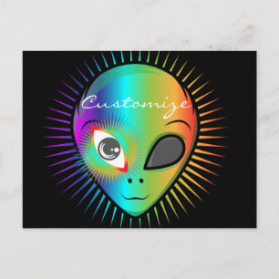 Cute Blinkande Alien Head Thunder_Cove Vykort