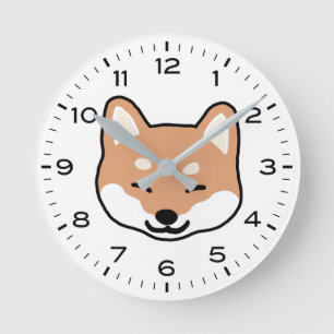 Cute Blinkba Shiba Inu Tecknad hund Rund Klocka