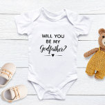 Cute blir du min gudfader Frieri T Shirt<br><div class="desc">Fråga mannen du vill vara ditt barns gudfar med den här söta baby t-tröjan från toppen. Ha din baby bära här och använda den för att ställa frågan "Kommer du att bli min gudfader"!</div>