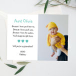 Cute blir du min gudmor Frieri Photo Inbjudningar<br><div class="desc">Be den speciella personen i ditt liv att vara ditt barns gudmor med personligens gudmor frieri kort. Anpassa det här snygga kortet med ett foto av ditt barn och deras namn.</div>