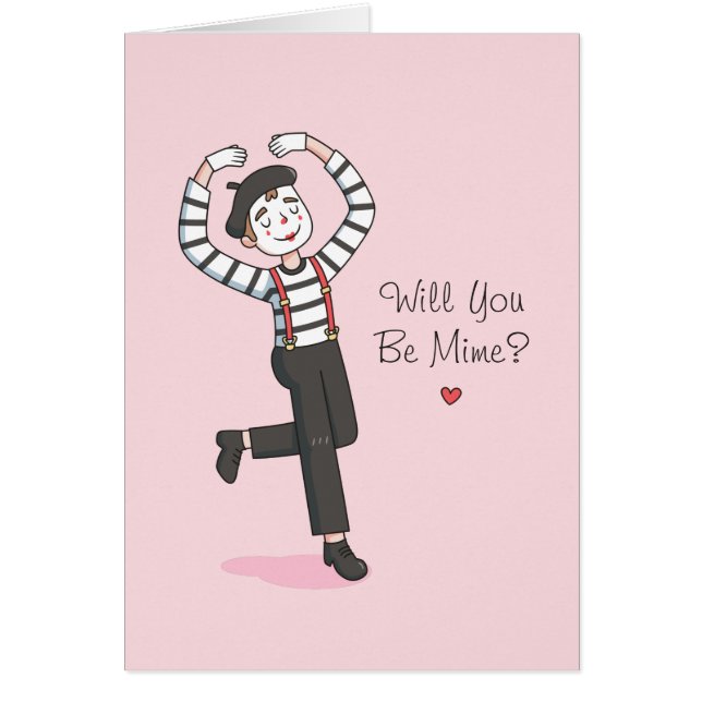 Cute blir Mime, Lusj Valentines day Hälsningskort (Framsidan)