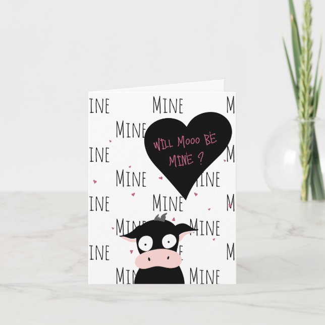 Cute blir Mooo min? Kow Kärlek + Valentine Card Helgkort (Framsida)