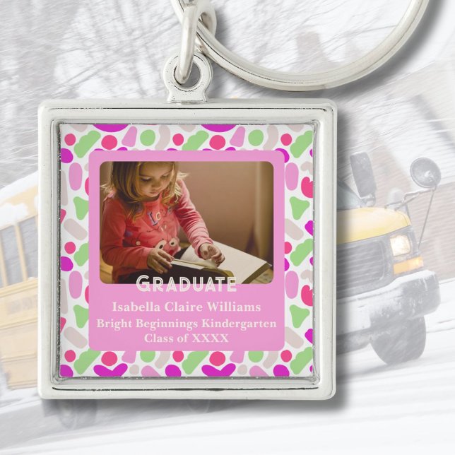 Cute Blobs Studenten-gåvor till Kindergarteners Fyrkantig Silverfärgad Nyckelring (Cute Blobs Graduation Gifts for Kindergarteners)