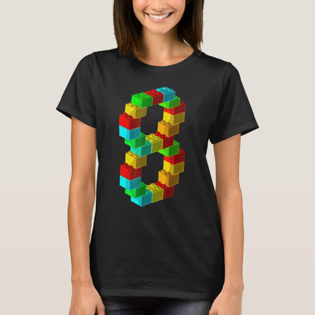 Cute Block Bygger 8:e födelsedagsgåvan 8 år gammal T Shirt (Framsida)
