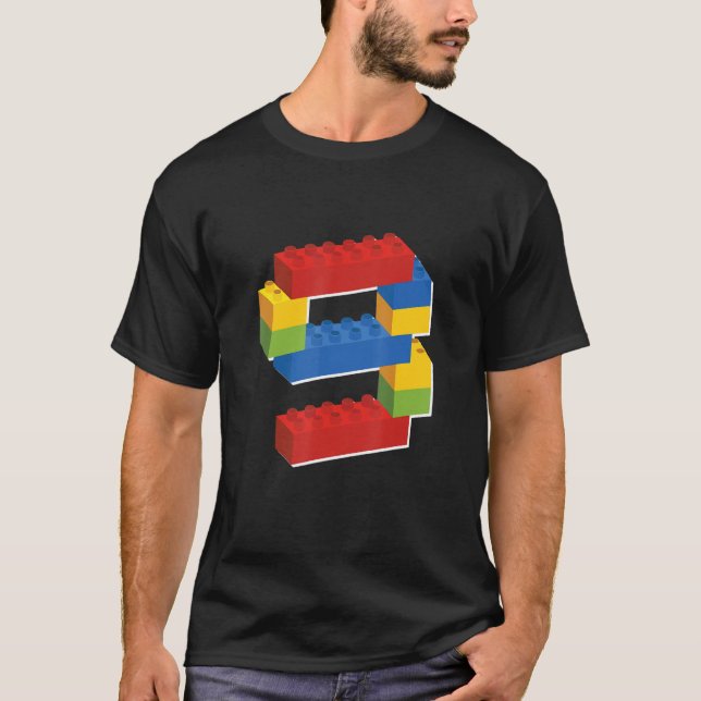 Cute Block Byggnad 9:e födelsedag 9 år gamla pojka T Shirt (Framsida)
