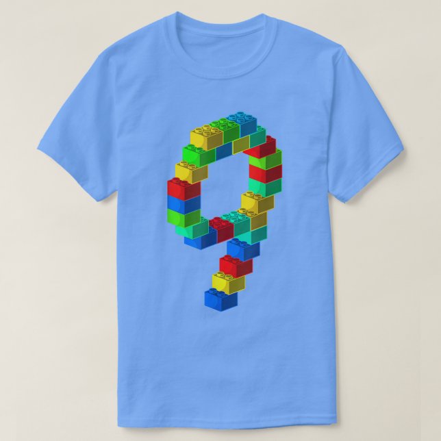 Cute Block Byggnad 9:e födelsedagspressen - 9 år g T Shirt (Design framsida)