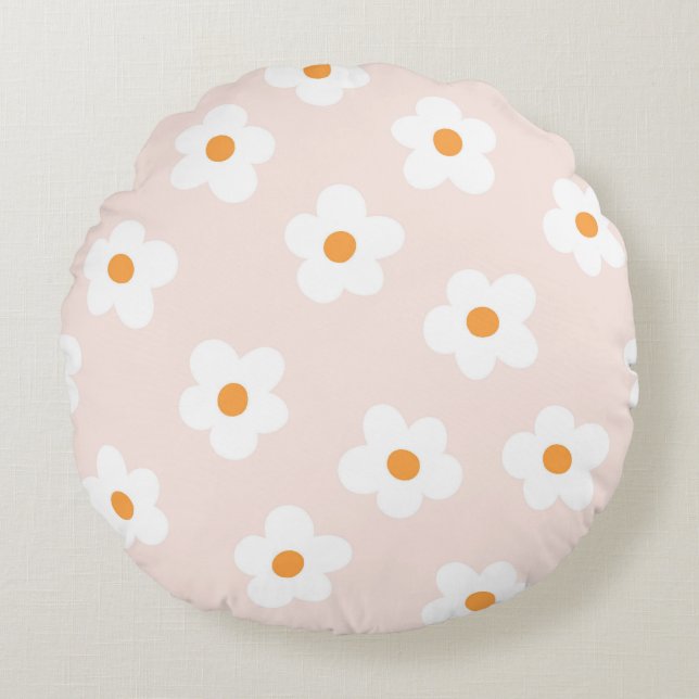 Cute-blomma Rund Kudde (Framsidan)