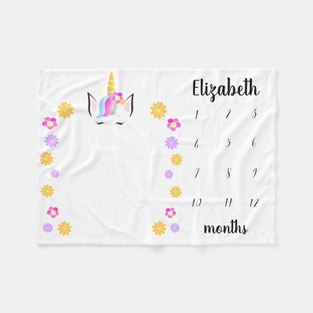 Cute-blomman krona Unicorn Baby Fleecefilt (Framsidan (Horisontell))