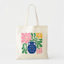 Cute Blommigt Abstrakt Quote Tote Bag Blue Rosa