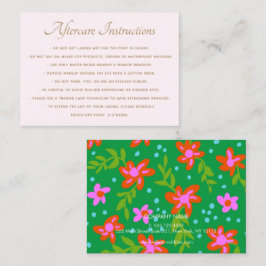 Cute Blommigt AfterCare for Lash Extensions Salon Visitkort