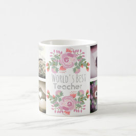 Cute blommigt anpassningsbar monogram och bilder kaffemugg