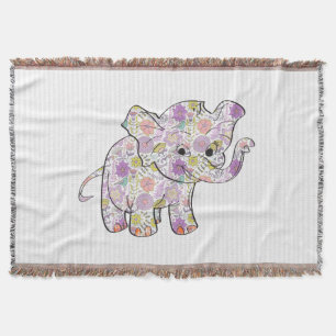 Cute Blommigt Baby Elephant Filt