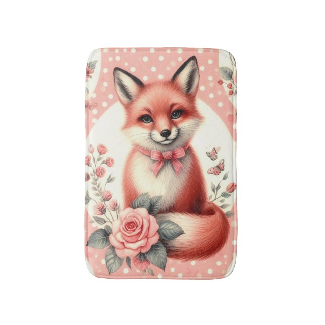 Cute Blommigt Baby Fox Badrumsmatta (Framsidan (Vertikal))