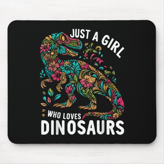 Cute Blommigt, bara en flicka som Kärlek Dinosaurs Musmatta (Framsidan)