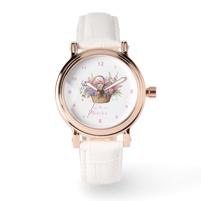 Cute Blommigt basket personlig eWatch Watch Armbandsur (Framsida)