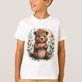 Cute blommigt-bäver t shirt