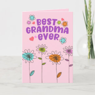 Cute Blommigt Best Grandma Mors dag Kort