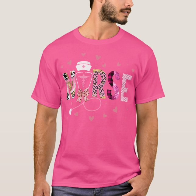 Cute Blommigt Blue Coquette Bow Stethoscope Nurse  T Shirt (Framsida)