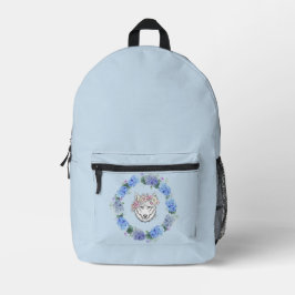 Cute Blommigt Blue Hydrangea Varg Backpack Lt. Blu