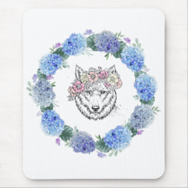 Cute Blommigt Blue Hydrangea Varg Mousepad Musmatta
